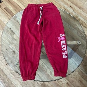 Red Pacsun x Playboy cuffed sweatpants